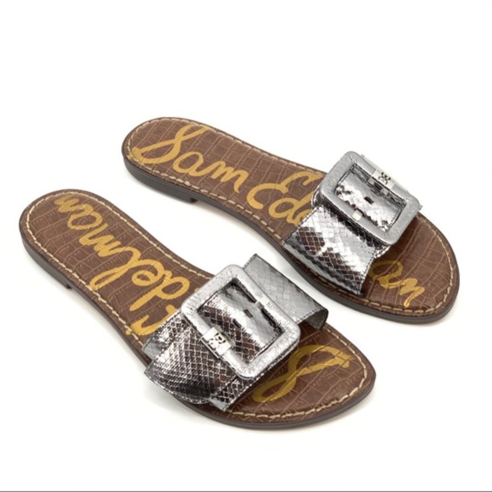 Sam Edelman Silver Buckle Granada Slide Sandal
